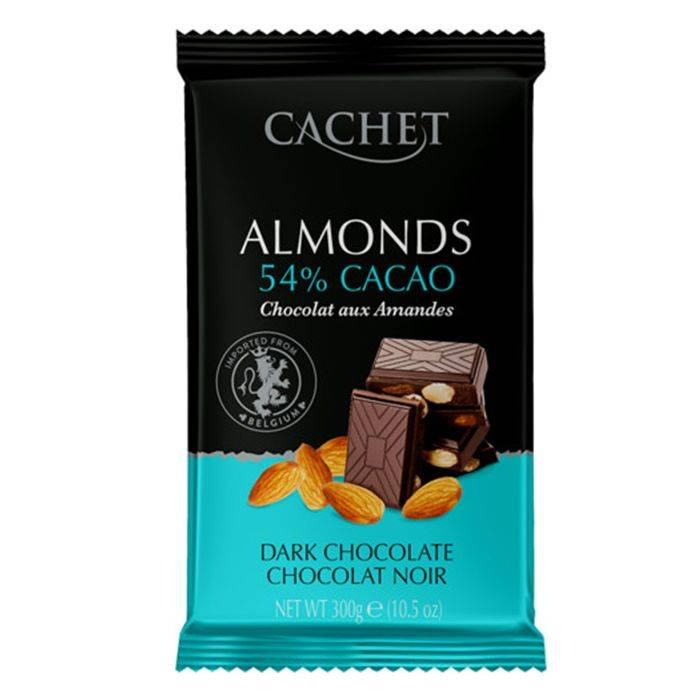[WIX_0000000325] Cachet 300g - чорний шоколад 54% з мигдалем (23), 12шт\ящ