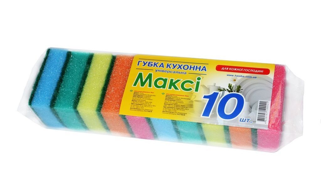 Губка д/посуду Супер Піна МАКСІ 10шт 10х7 см