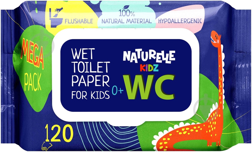 Папір туалетний вологий Naturelle kids WC 120шт 8*