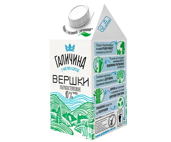 Вершки TGA 10% 500мл Галичина 12*