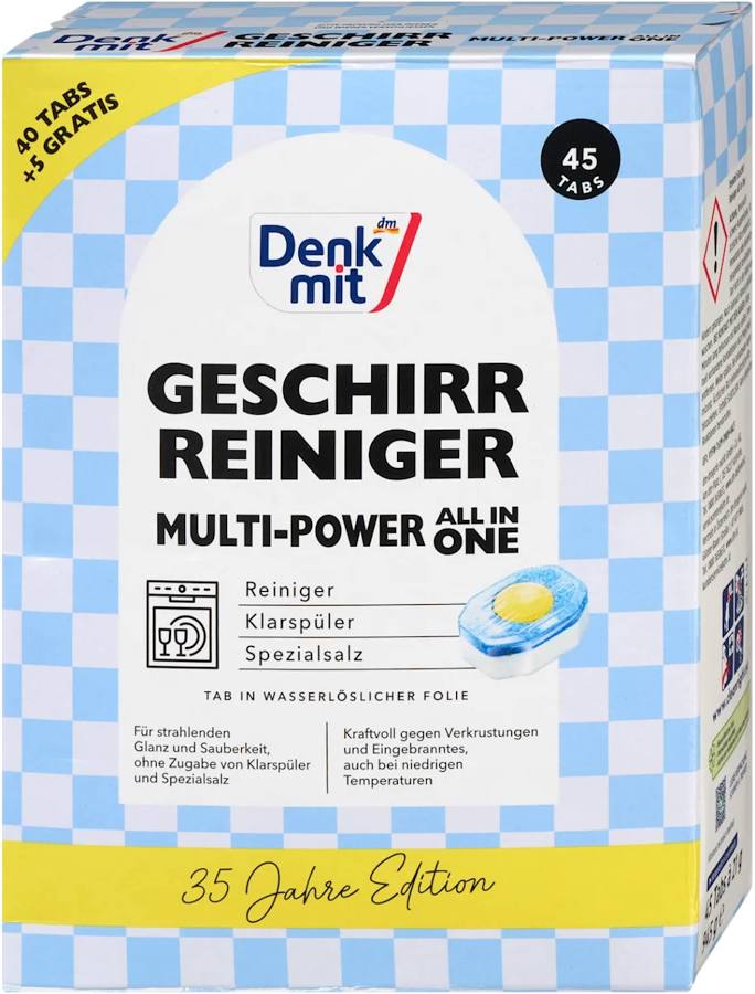 DM Таблетки для посудомийної машини Geschirr Reiniger-Tabs Multi-Power All in One, 45 tabs - 945 g / 6 шт/ящ