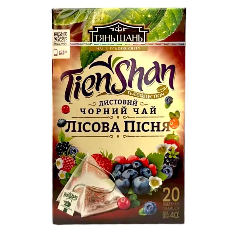 Чай Tien Shan чорний ПІРАМІДА ''Лісова пісня" 20 ф/п 2гр 18*