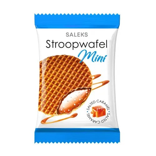 Вафля ТМ SALEKS "Stroopwafel mini" із солоною карамельною начинкою 8грм