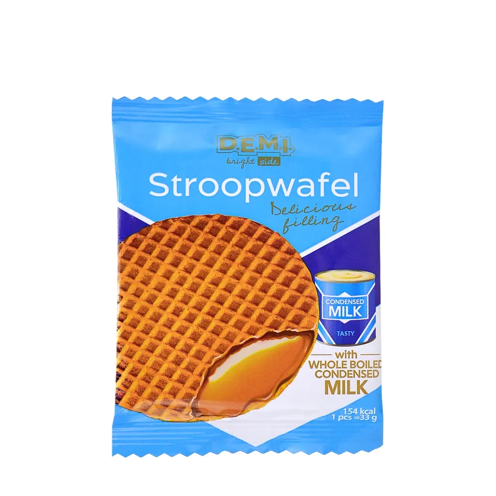 Вафля ТМ D.E.M.I. "Stroopwafel" with whole boiled condensed milk / "Стропвафля" з молоком незбираним згущеним вареним  33г 30*