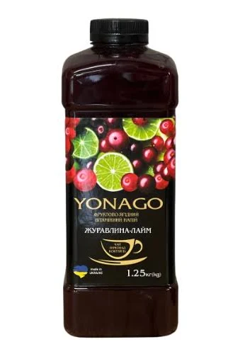 Yonago Фруктово-ягідний вітамінний напій Журавлина-Лайм, пляшка, 1250г 9*