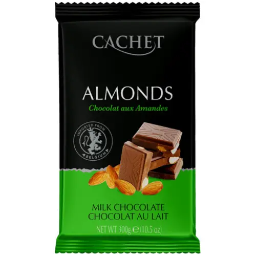 [WIX_0000000322] Cachet 300g - молочний шоколад 32% з мигдалем (21), 12шт\ящ
